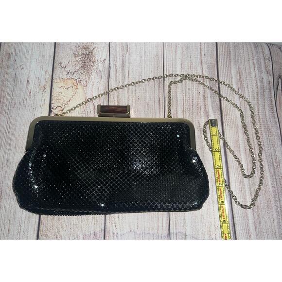 Jessica McClintock Vintage Black Sequin Evening Bag Cocktail Clutch Shoulder Bag - Picture 5 of 8